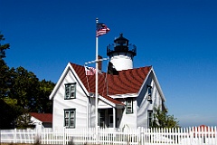West Chop Light as American Flags Wave on Martha's Vineyard